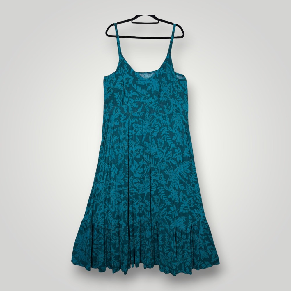 Torrid Teal Blue Tropical Floral Maxi Dress Size 3 3X Sleeveless Tiered 11630823